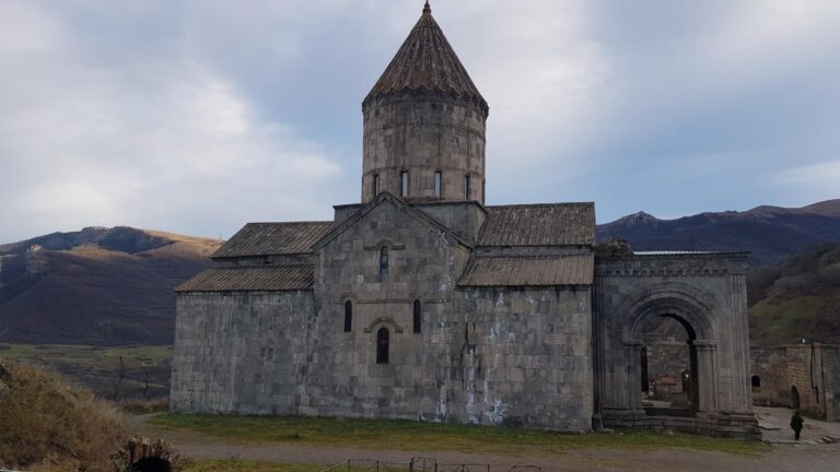 Tatev Monastery with the Gavazan Column (the Swinging Tower). Armenia, the first country to accept Christianity