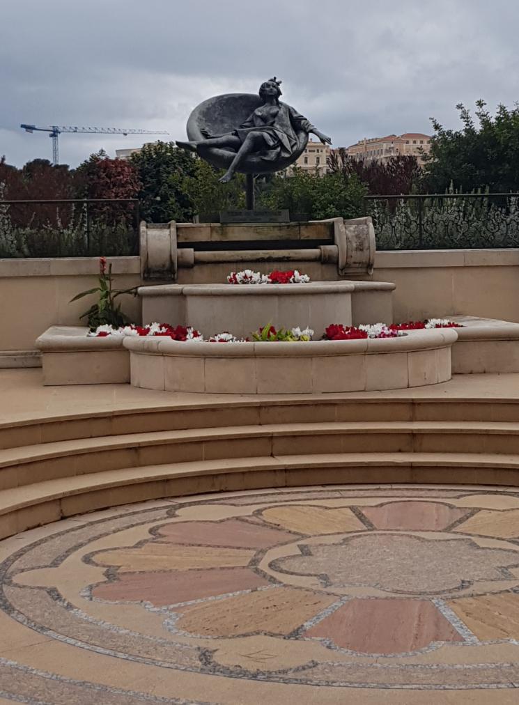 Tebe in Costume Sculpture in Monte Carlo. Monaco, the second-smallest country on earth.