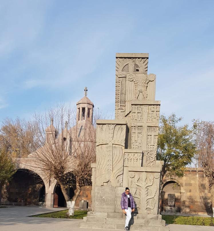 The Baptisterium Cathedral and Armenian Genocide Memorial at Etchmiadzin. Armenia, the first country to accept Christianity