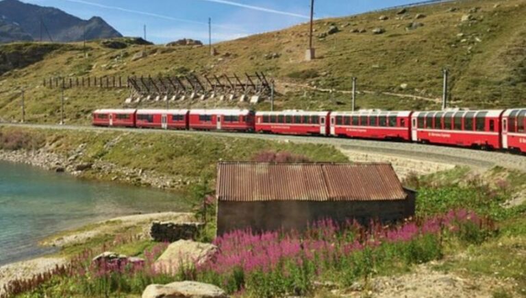 what you should know before visiting Switzerland. The Berniina Express in the Alps