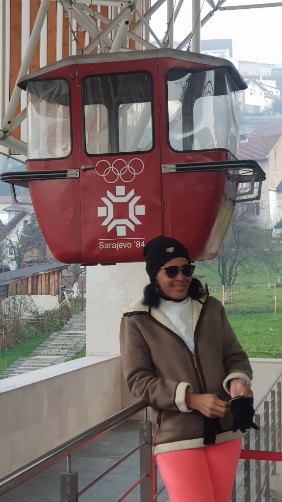 The Gondola used during the Olympics before the 1992 war. solo traveller in Sarajevo, Bosnia and Herzegovina.