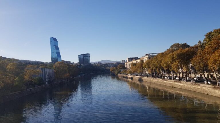 The Kura River in the Tbilisi city centre. Georgia, the mystical transcontinental nation