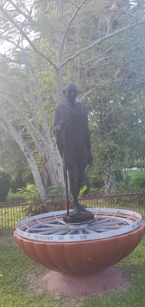 The Mahatma Gandhi statue at the Promenade Gardens. Guyana, the Land of Many Waters