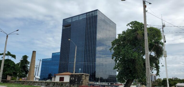 Buildings downtown Georgetown, Guyana. Guyana, the Land of Many Waters