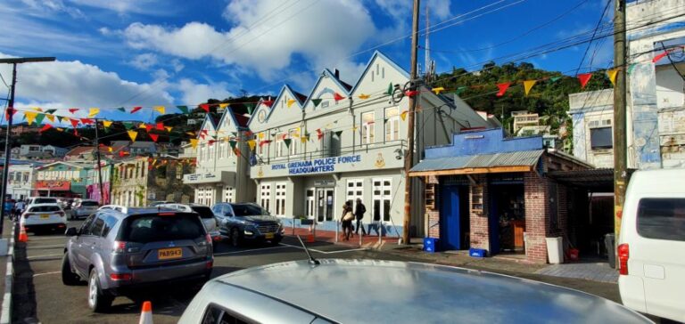 The Royal Police Force building in St. George's. Grenada, the Spice Isle of the Caribbean