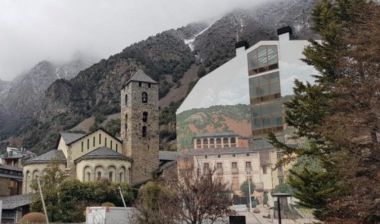 The back of Esglesia de Sant Esteve. Andorra, the country of the Pyrenees