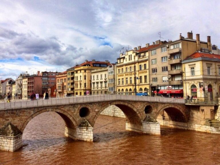 The historical Latin bridge. solo traveller in Sarajevo, Bosnia and Herzegovina.