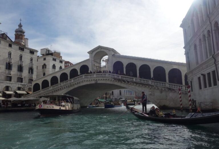 The iconic Ponte di Rialto (the oldest of the four bridges over the Grand Canal in Venice). Venice, Italy’s floating city