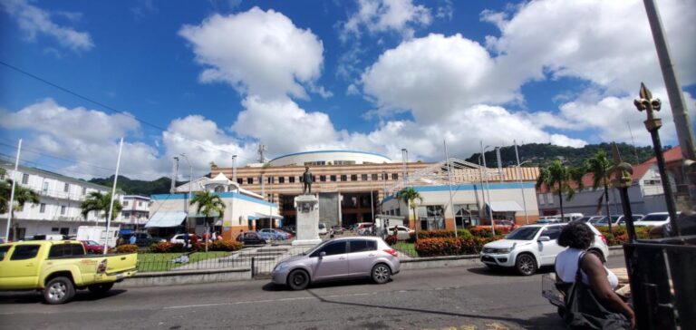 The intersection area with the “Iron Man” on Bay Street - Kingstown. St. Vincent and the Grenadines the Gem of the Antilles