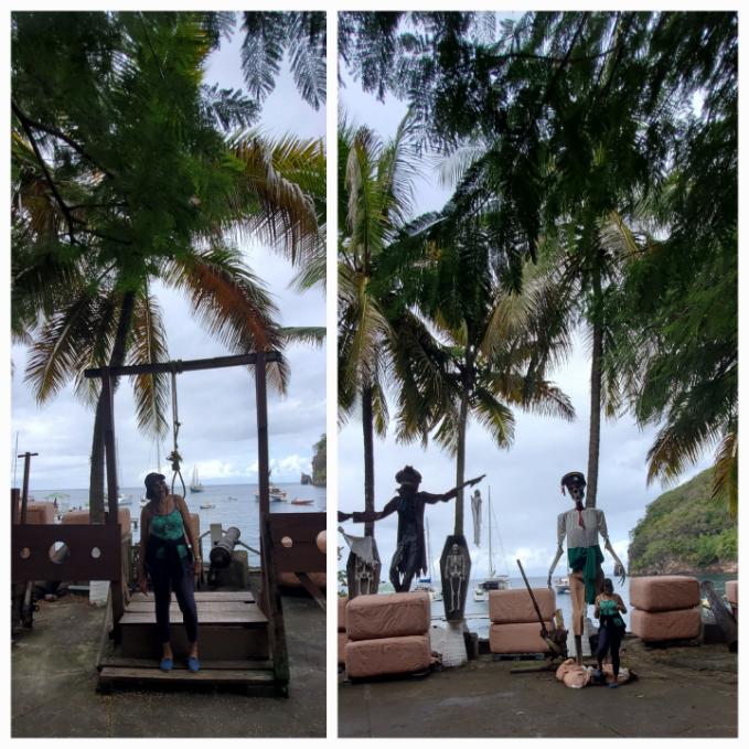 The movie set and props remain intact for the Pirates of the Caribbean at Walliabou Bay. St. Vincent and the Grenadines the Gem of the Antilles