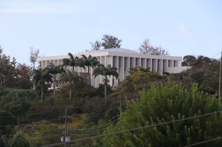 The new parliament building of Grenada. Grenada, the Spice Isle of the Caribbean