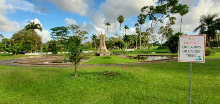 The place of the Seven Ponds Monument (Botanical Gardens). Guyana, the Land of Many Waters