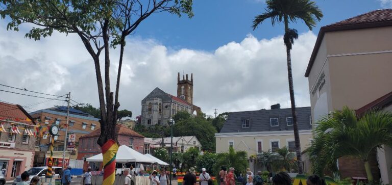 The resplendent St. George's Cathedral perched on the hill above the city. Grenada, the Spice Isle of the Caribbean