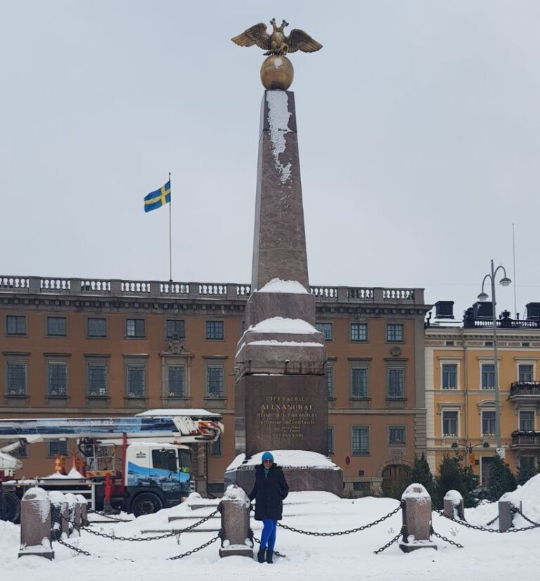 The statue for Russian Empress visiting Helsinki. Finnish. Finland is the happiest country on earth