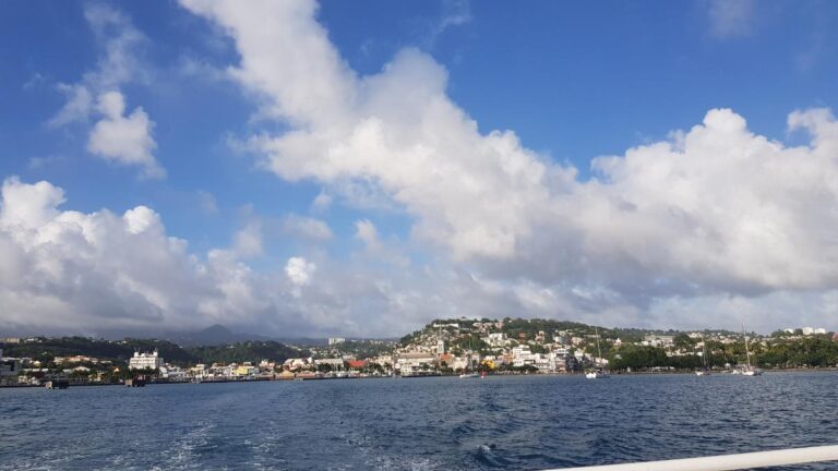 he view of Fort-de-France from the ferry to Anse Mitan. Martinique, the Caribbean Island of Flowers