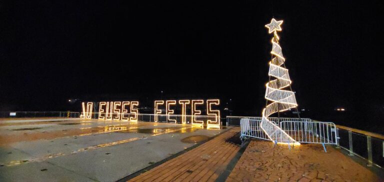 Yuletide decorations at the t the waterfront. Martinique, the Caribbean Island of Flowers