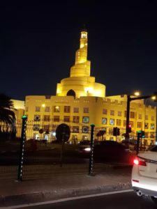 The Souq building at nights. female solo traveller in Doha Qatar