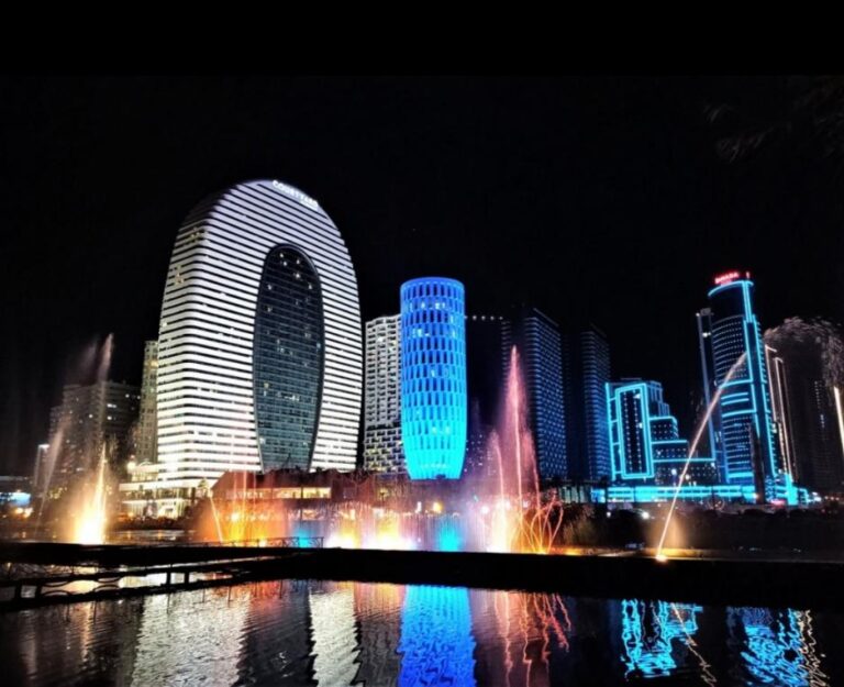 gorgeous buildings on the Batumi boulevard - at night. Georgia, the mystical transcontinental nation