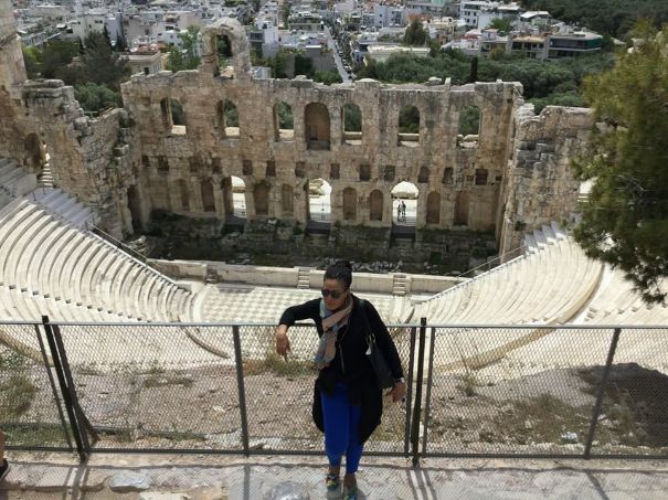 Black female caribbean traveller in Eroupe in Athens - Greece (feat. Herod Atticus Odeon)