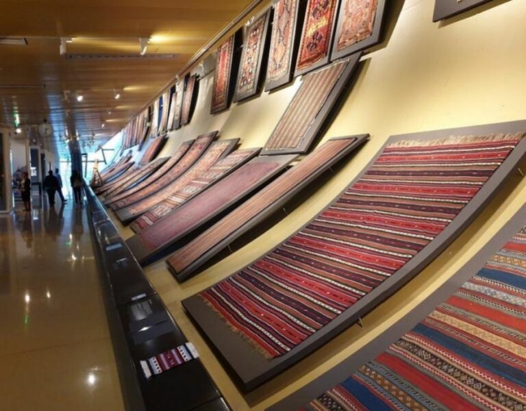 Carpets inside the Azerbaijan Carpet Museum. Azerbaijan the land of fire