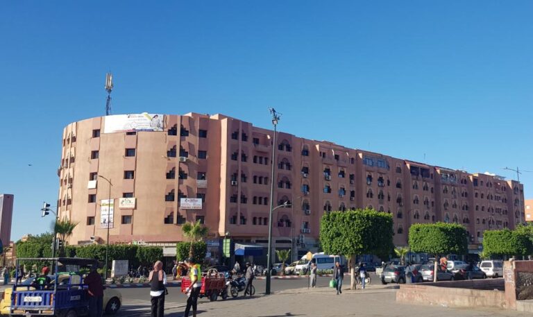 pink buildings in the city of Marrakech. Morocco, the Western Kingdom of Africa