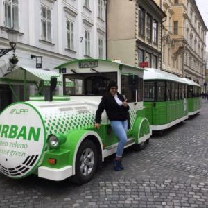 Black female caribbean traveller in Eroupe in ljubljana - Slovenia