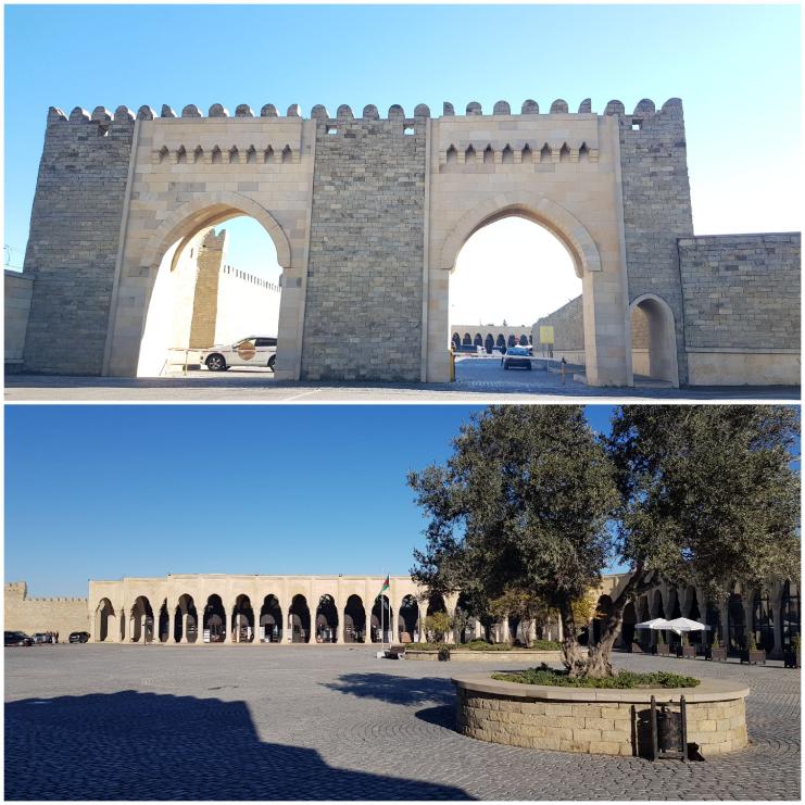 the entrance and to the Ateshgah (Zoroastrian) Fire Temple aka the Fire Temple of Baku. Azerbaijan the land of fire