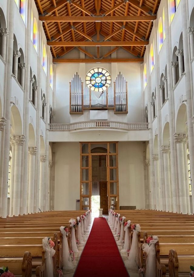 the interior of Mother Teresa Cathedral. Kosovo the youngest country in Europe